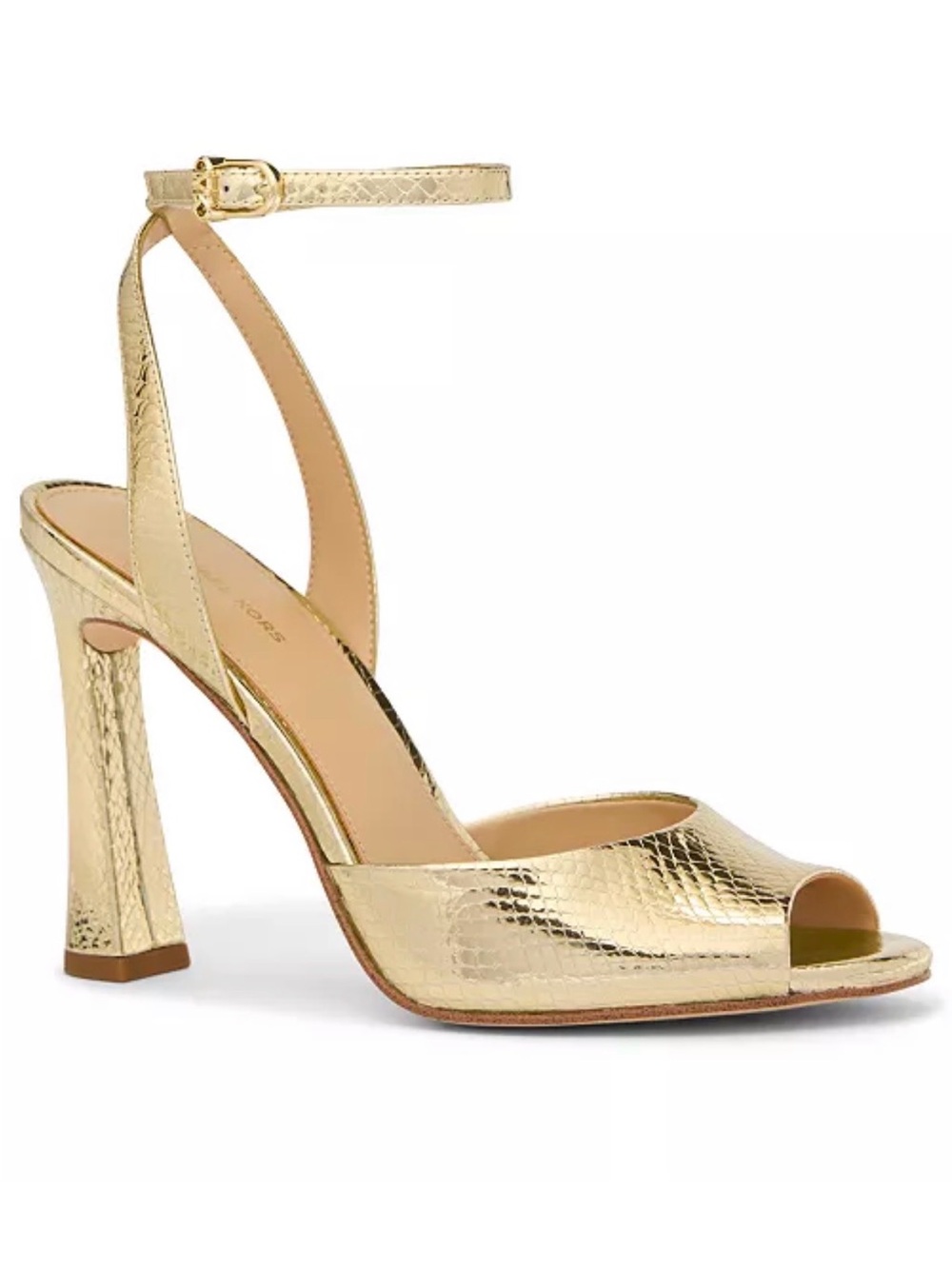 MICHAEL Michael Kors Gold Metallic Peep-Toe Ankle-Strap Heels